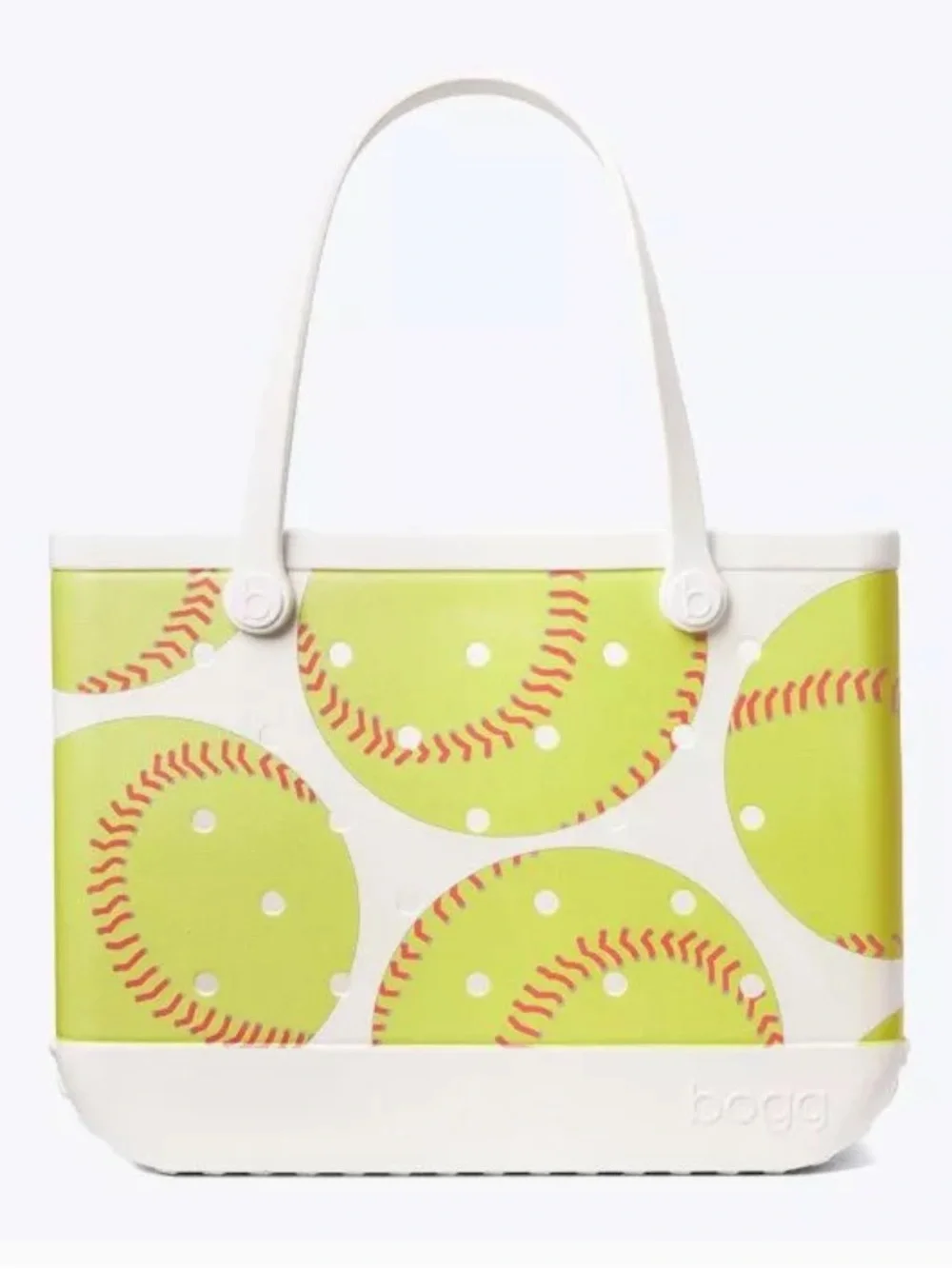 BOGG BAG White & Lime Softball Print Tote
